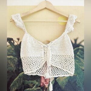 Charlotte Russe crochet white top size S
